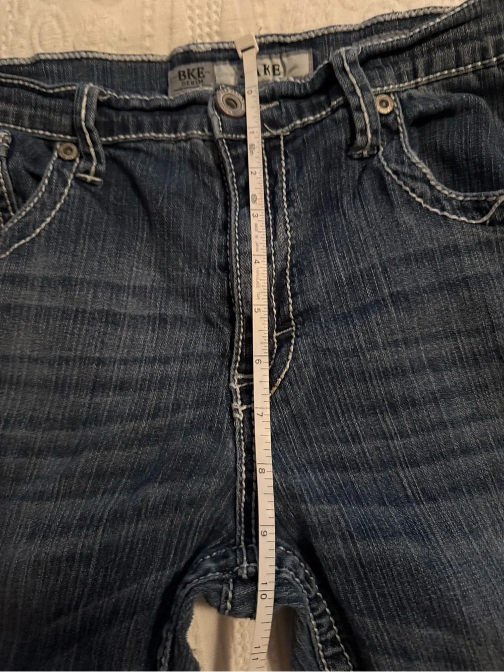BKE Men's Dark Blue Slim Straight Jeans